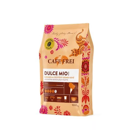 Kávé, pörkölt, szemes, 1000 g, CAFE FREI "Dulce Mio" karamellás