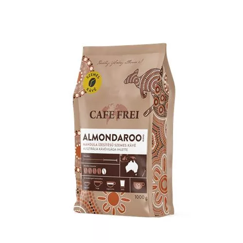 Kávé, pörkölt, szemes, 1000 g, CAFE FREI "Almondaroo" mandulás