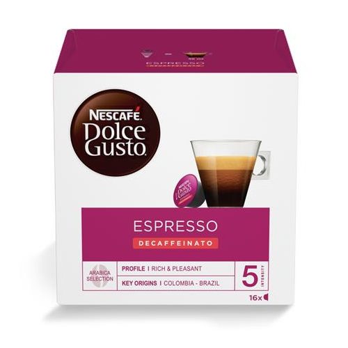 Kávékapszula, 16x6 g, NESCAFÉ DOLCE GUSTO "Espresso", koffeinmentes