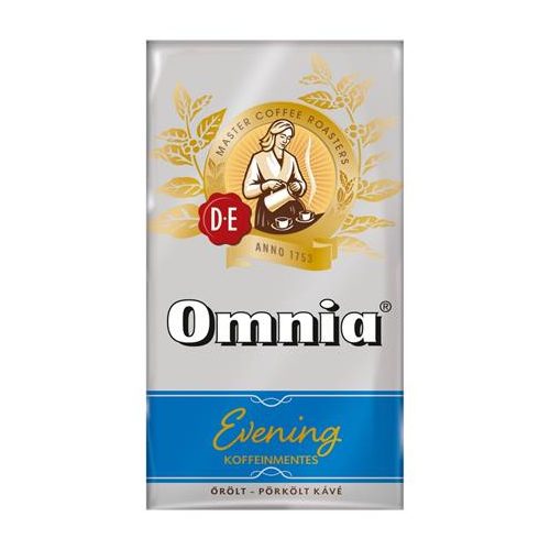 Kávé, pörkölt, őrölt, vákuumos csomagolásban, 250 g, DOUWE EGBERTS "Omnia Evening", Koffeinmentes