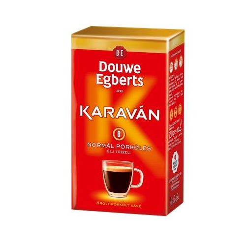 Kávé, pörkölt,őrölt, vákuumos csomagolásban, 225 g, DOUWE EGBERTS "Karaván" normál pörkölés
