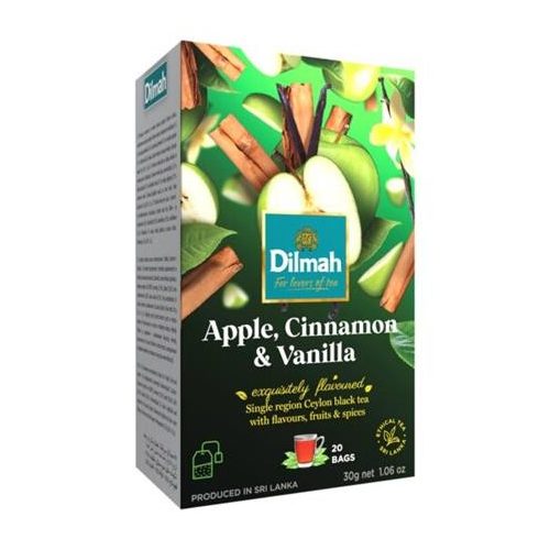 Fekete tea, 20x1,5g, DILMAH, alma-fahéj-vanília