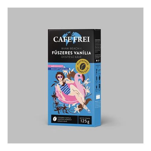 Kávé, pörkölt, szemes, 125 g, CAFE FREI "Miami vanília" fahéjjal és szerecsendióval