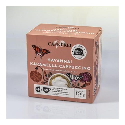 Kávékapszula, Dolce Gusto kompatibilis, 9 db, CAFE FREI "Havannai karamella-cappuccino"
