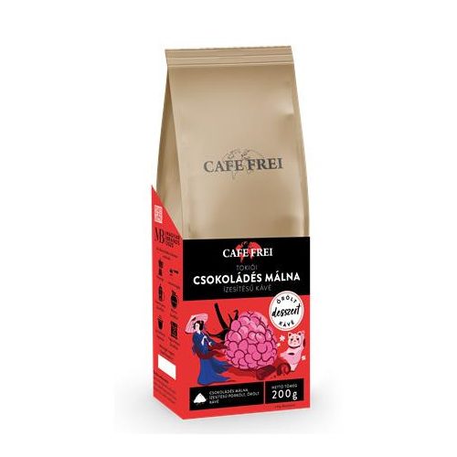 Kávé, pörkölt, őrölt, 200 g, CAFE FREI "Tokiói Málna Csokoládéval"