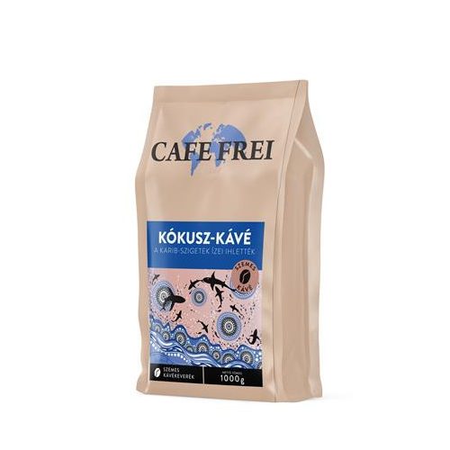 Kávé, pörkölt, szemes, 1000 g, CAFE FREI "Karib-szigetek", kókuszos