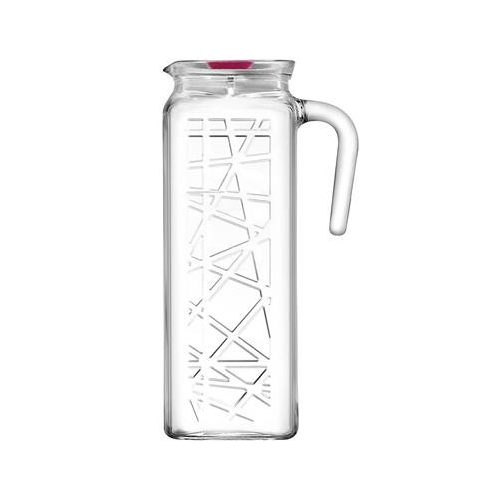 Üvegkancsó tetővel, szögletes, 1l