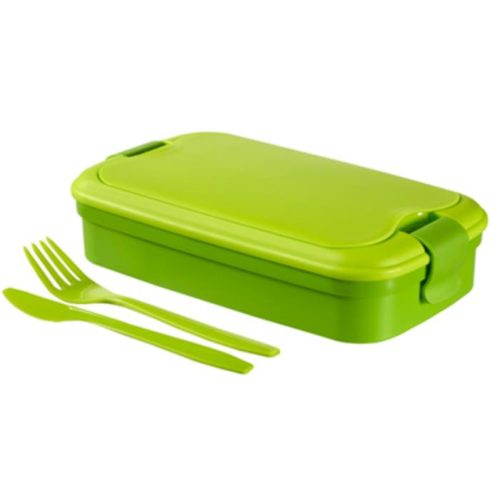 Ételtartó, evőeszközzel, CURVER "Lunch&Go", zöld