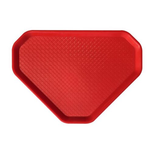 Önkiszolgáló tálca, háromszögletű, műanyag, éttermi, piros, 47,5x34 cm