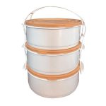 Ételhordó, műanyag, 3 részes, tetővel, vegyes színű