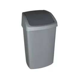   Billenős szemetes, 50 l, CURVER "Swing top", ezüst/grafit