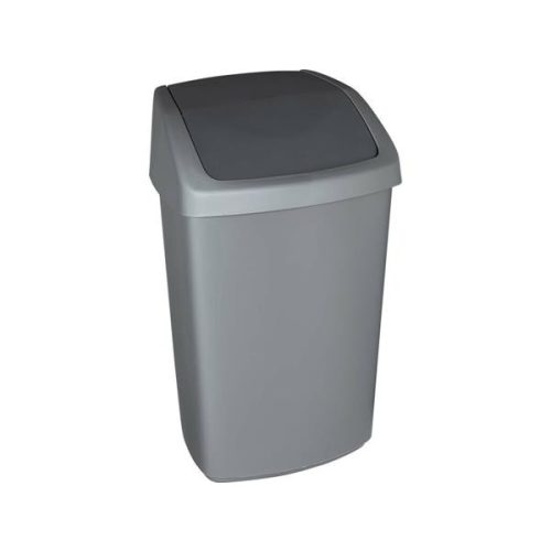 Billenős szemetes, 50 l, CURVER "Swing top", ezüst/grafit