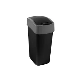   Billenős szemetes, 45 liter, CURVER "Pacific flip bin", fekete/ezüst