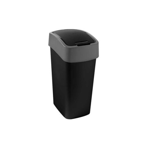Billenős szemetes, 45 liter, CURVER "Pacific flip bin", fekete/ezüst