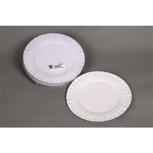 Papírtányér, kerek, desszertes, 19 cm, 50 db, fehér