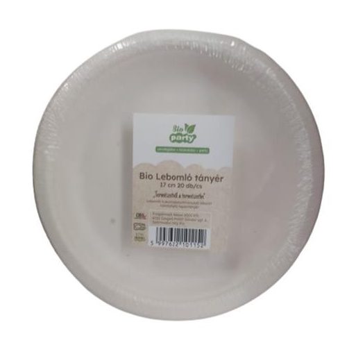 Tányér, PLA, lebomló, 17 cm, 20 db