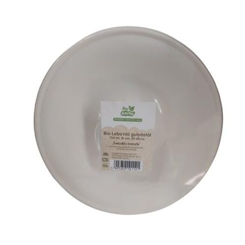 Gulyás tányér, PLA, lebomló, 710 ml, 21 cm, 20 db, fehér