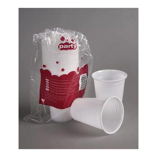 Műanyag pohár, 2 dl, 20 db, "Party", fehér