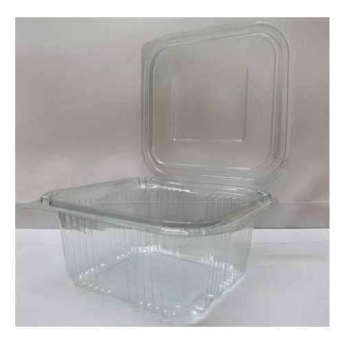 Ételtároló doboz, egybefedeles, műanyag, szögletes, 500 ml, 100 db, "Party", víztiszta