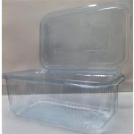 Ételtároló doboz, egybefedeles, újrahasznosított műanyag, szögletes, 1000 ml, 100 db, "Party", víztiszta