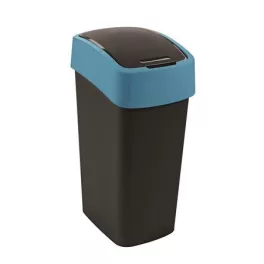   Billenős szemetes, 45 liter, CURVER "Pacific flip bin", fekete/kék
