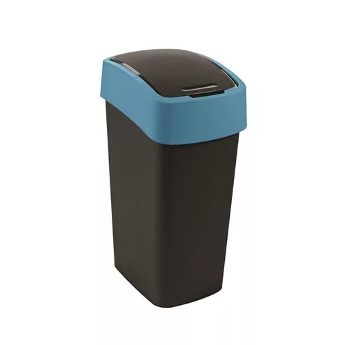 Billenős szemetes, 45 liter, CURVER "Pacific flip bin", fekete/kék