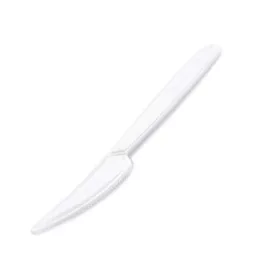   Kés, műanyag, többször használatos, 18 cm, 50 db, fehér