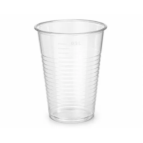 Műanyag pohár, 3 dl, 50 db, víztiszta