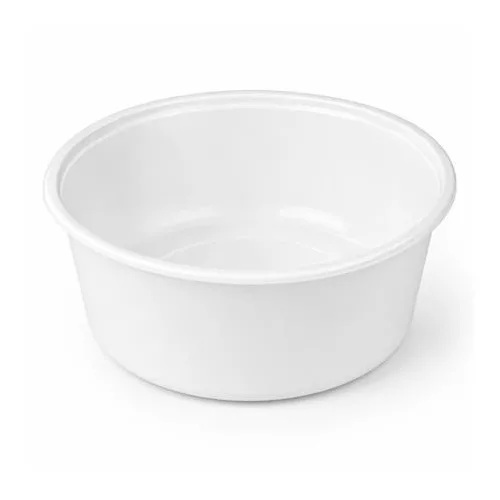 Műanyag leveses tányér, tetőzhető, 500 ml, 50 db, fehér