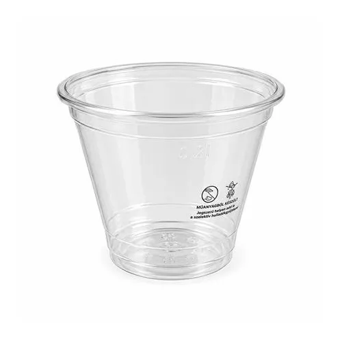Műanyag shaker és koktélos pohár, 2 dl, 50 db, víztiszta