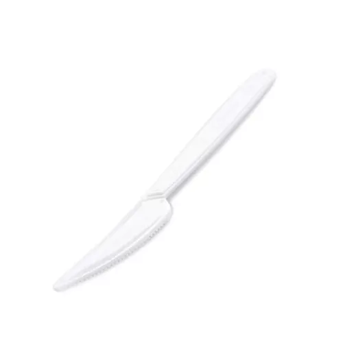 Kés, műanyag, többször használatos, 18 cm, 50 db "Premium", fehér