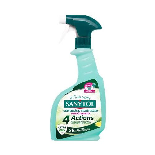 Általános tisztító- és fertőtlenítő spray, 500 ml, SANYTOL "4 Actions", lime