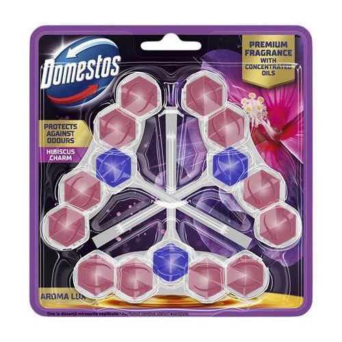 WC frissítő blokk, 3 db-os, DOMESTOS  "Aroma Lux", hibiszkusz
