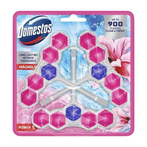 WC frissítő blokk, 3 db-os, DOMESTOS "Power 5", magnólia