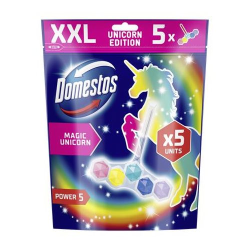 WC frissítő blokk, 5 db-os, DOMESTOS "Power 5", unikornis