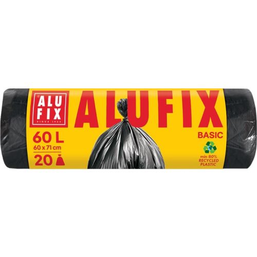 Szemeteszsák, 60 l, 20 db, 60x71 cm, 10 µ, ALUFIX "Economy", fekete