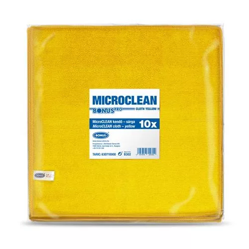 Törlőkendő, univerzális, 10 db, 32x32 cm, BONUS "MicroCLEAN", sárga