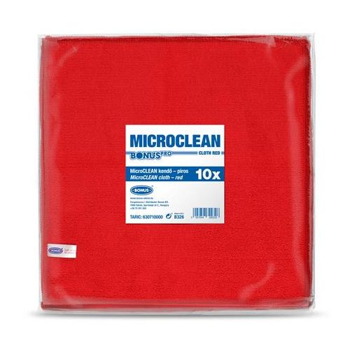 Törlőkendő, univerzális, 10 db, 32x32 cm, BONUS "MicroCLEAN", piros