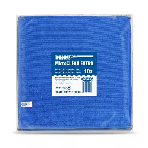 Törlőkendő, univerzális, 10 db, 40x40 cm, BONUS "MicroCLEAN Extra", kék