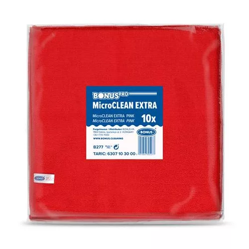 Törlőkendő, univerzális, 10 db, 40x40 cm, BONUS "MicroCLEAN Extra", piros
