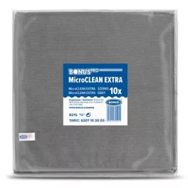   Törlőkendő, univerzális, 10 db, 40x40 cm, BONUS "MicroCLEAN Extra", szürke