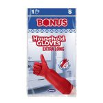 Gumikesztyű, háztartási, latex, extra hosszú, 38 cm, S méret, BONUS, piros