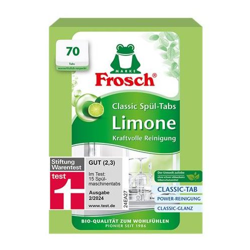 Mosogatógép tabletta, 70 db, FROSCH, zöldcitrom