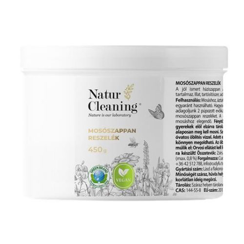 Mosószappan reszelék, illat- és allergénmentes, 450 g, NATURCLEANING