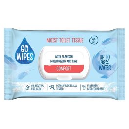   Toalettpapír, nedves, visszazárható tetővel, 44 db, GO WIPES "Comfort"