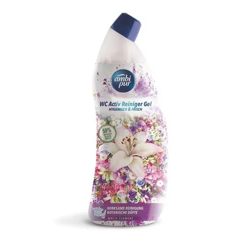 WC tisztító gél, 750 ml, AMBI PUR, fehér virágok