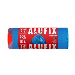   Szemeteszsák, zárószalagos, 60 l, 15 db, 64x71 cm, 26 µ, ALUFIX, kék