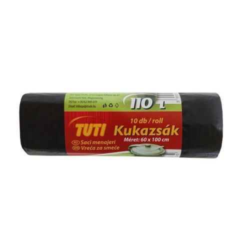 Szemeteszsák, 110 l, 10 db, 60x110 cm, 17 µ, TUTI, fekete