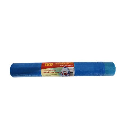 Szemeteszsák, zárószalagos, 110 l, 10 db, 60x100 cm, 16 µ, TUTI, kék