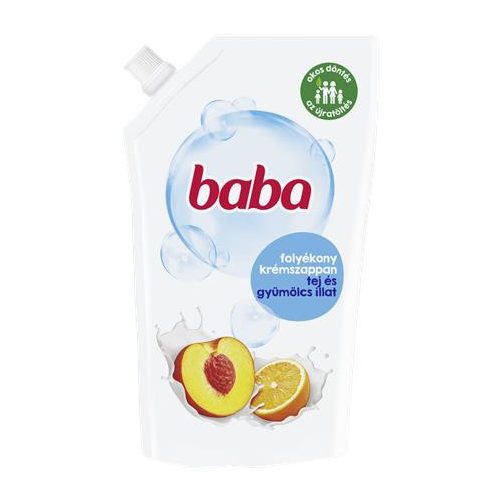 Folyékony szappan utántöltő, 0,5 l, BABA, tej és gyümölcs